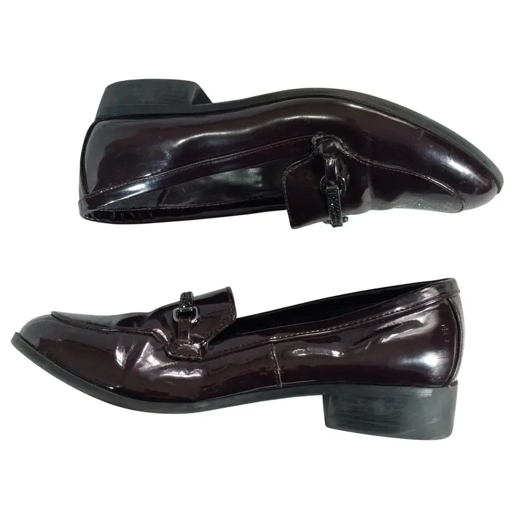 BANDOLINO! SLEEK OXBLOOD BURGUNDY PATENT LEATHER, RHINESTONE, LOAFERS! SZ 9M